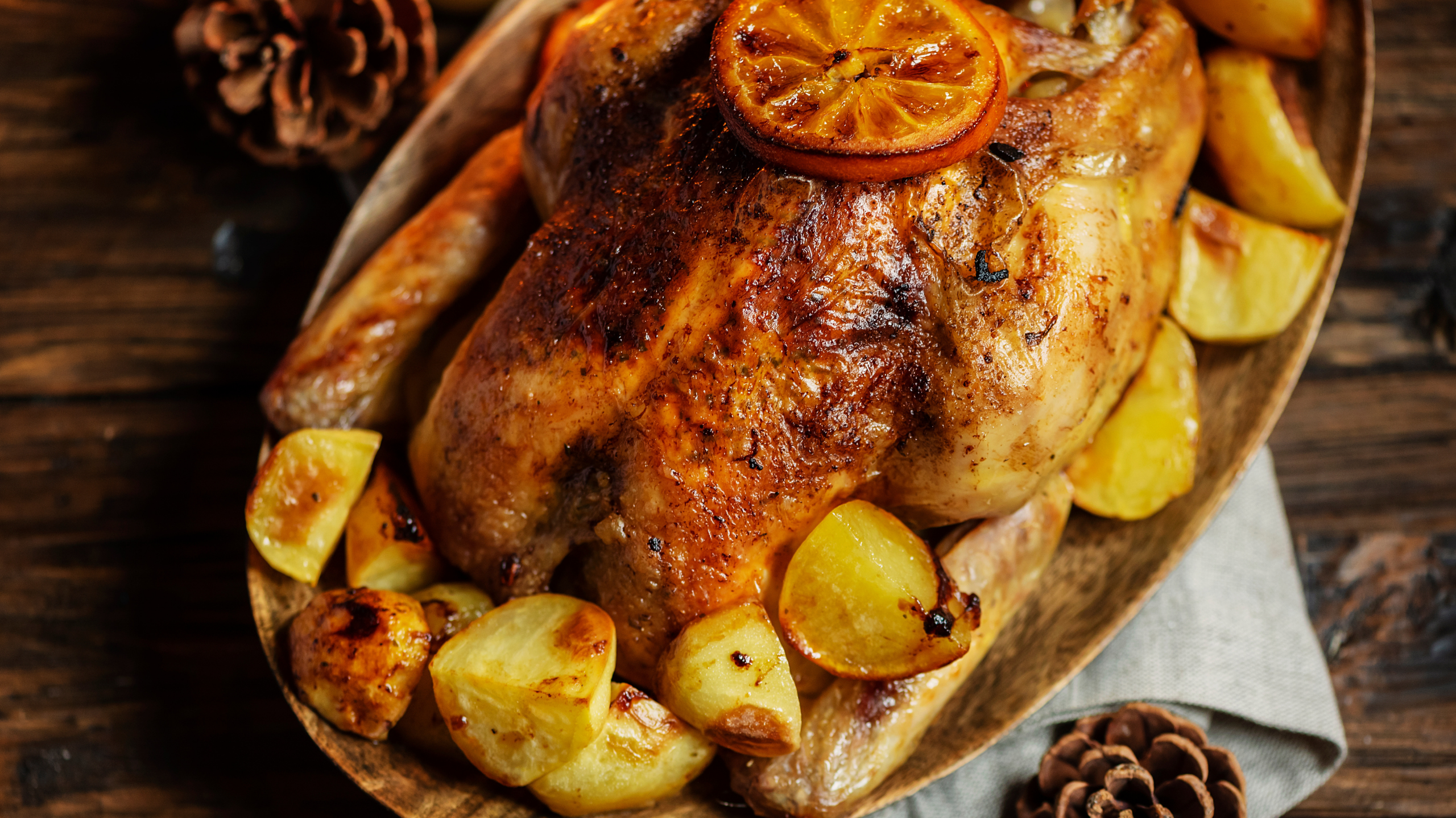 Roasted Turkey with Capsicum, Almond and Rice Stuffing